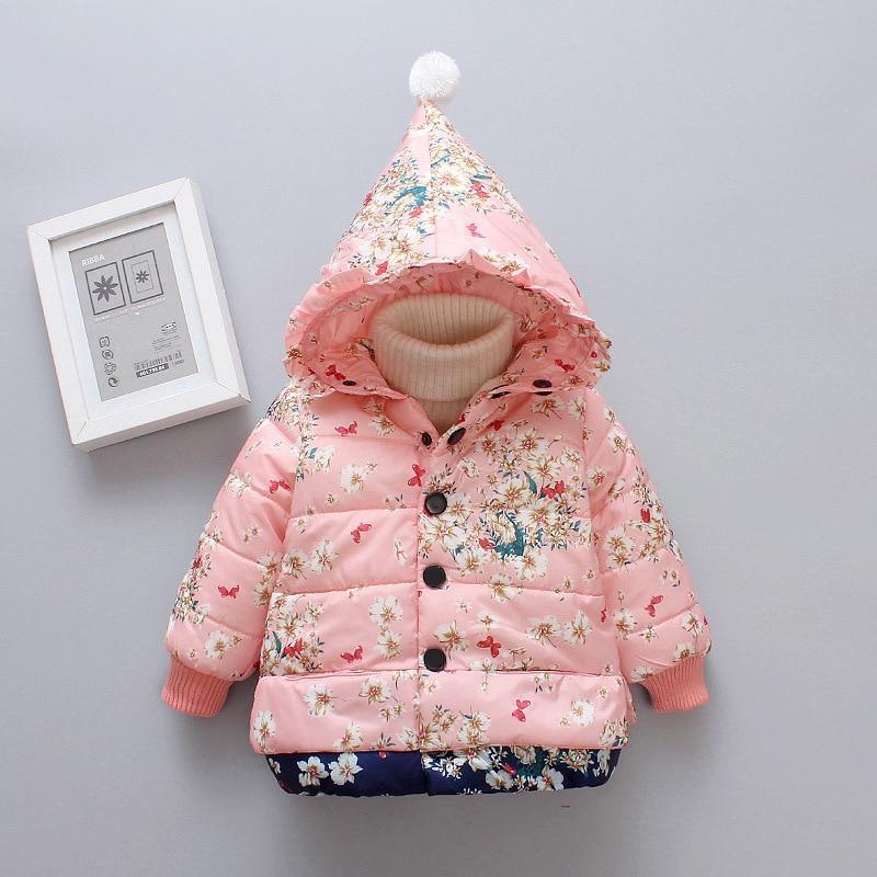 Luxury Printed Elegant Flower Design Baby Girl Hooded Coats Jackets Outerwear For Baby Girls In Elegant Design