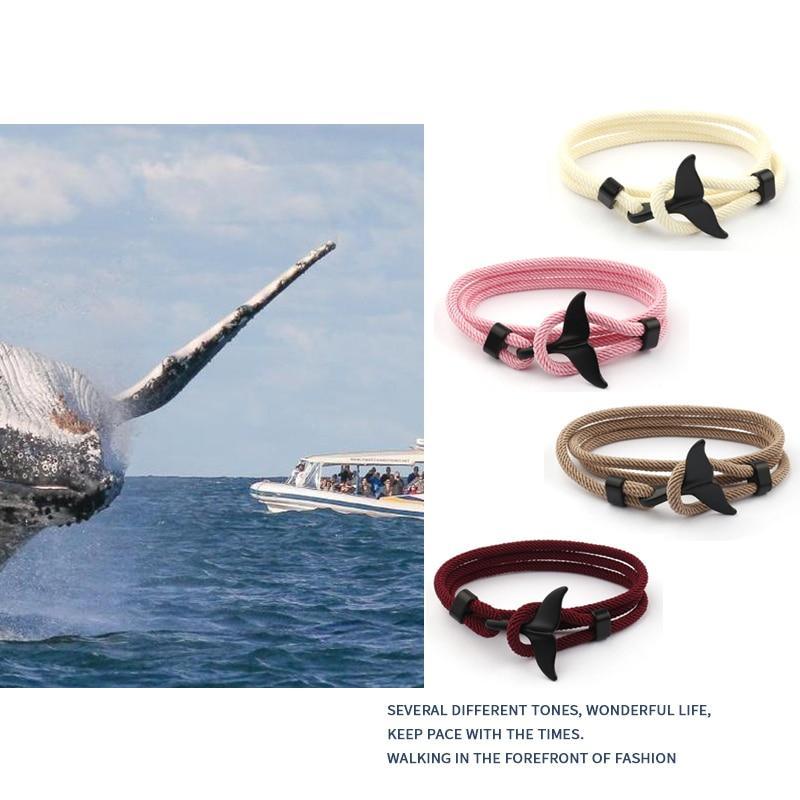 Whale Tail Anchor Bracelets Men And Women Charm Nautical Survival Rope Chain Bracelet Male Wrap Metal Hooks Fashion Gift