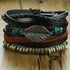 Modern Handmade Braided Wrap Leather Bracelets for Men In Vintage Style With Life Tree Rudder Charm Wood Beads Ethnic Tribal Wristbands