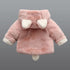 Baby Girl Einter Jacket Girl Cute Rabbit HoodedJacket Children's Wool Sweater Plus Thick Warm Plush For Kids