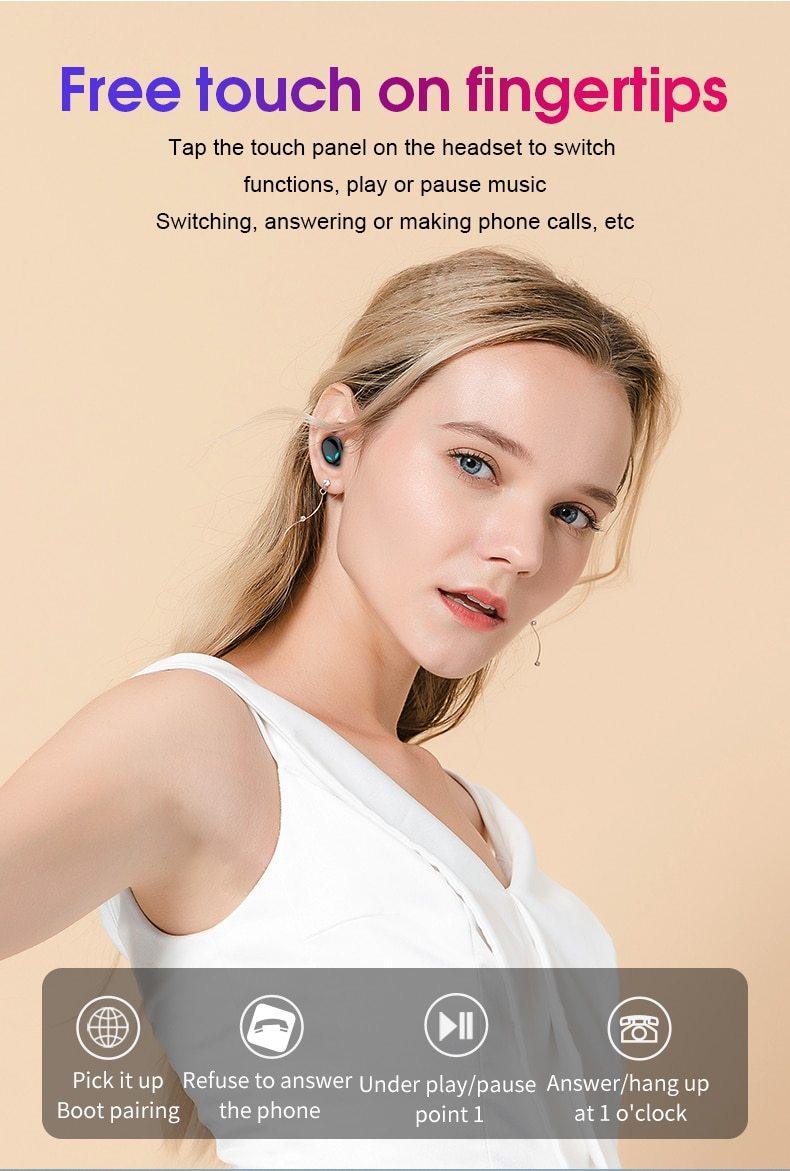 Bluetooth 5.0 Wireless Earphone TWS Headphones Touch Control Earbuds 9D Gaming Headset 3500mAh For Cell Phone