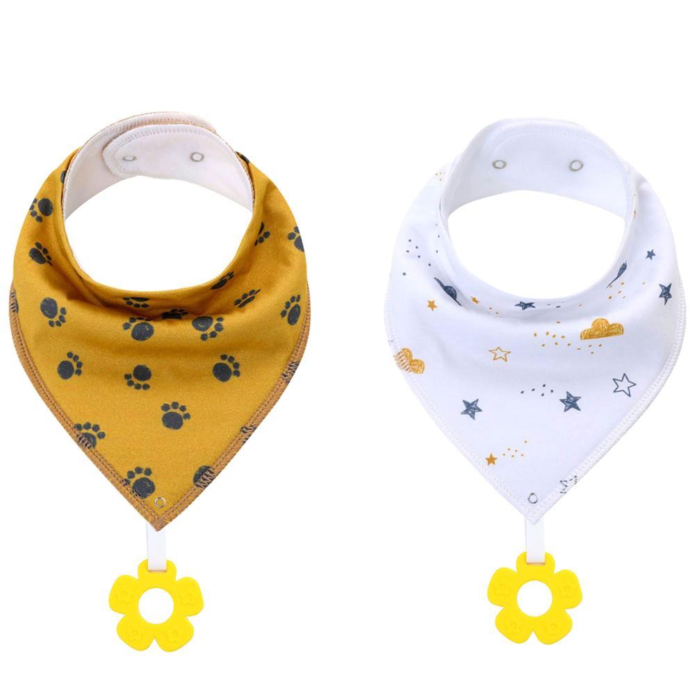 100% Organic Cotton Super Absorbent And Soft Unisex Baby Bandana Drool Bibs And Teething Toys For Newborn