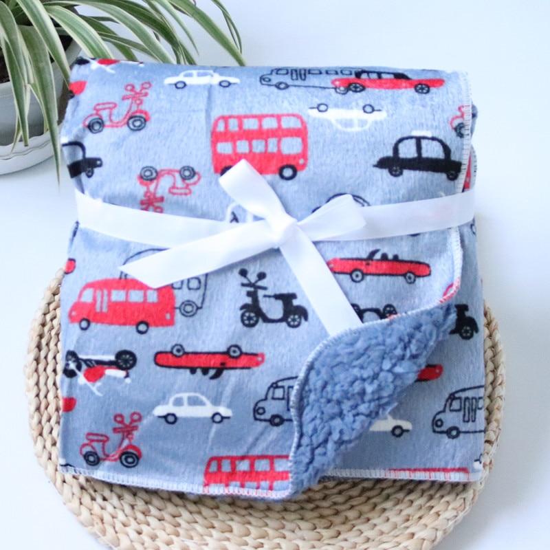 Baby Blankets New Layer Coral Fleece Infant Swaddle  Wrap Owl Printed Newborn Baby Bedding Blanket