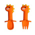 New Baby Feeding Spoon Fork Set Short Easy  Cartoon Dinosaur Soft Silicone  Teether Toys Non-hurt Training Tableware