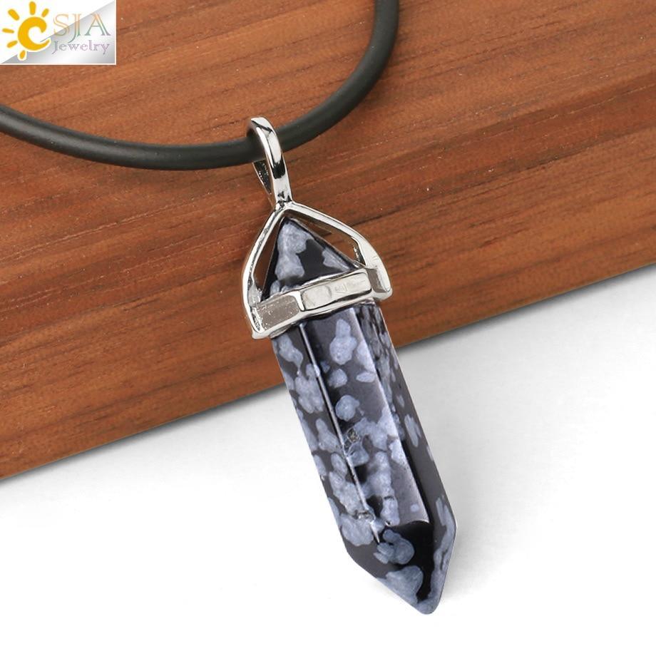 Real Raw Pink Purple Gem Crystal Necklace Hexagonal Bullet Natural Stone Necklace Pendant Women Jewelry