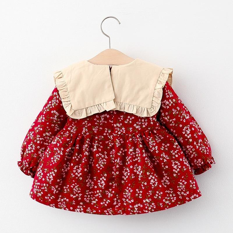 Toddler  Baby Girls  Dress Autumn Long Sleeve Kids Bow Princess Collar Dresses Costume