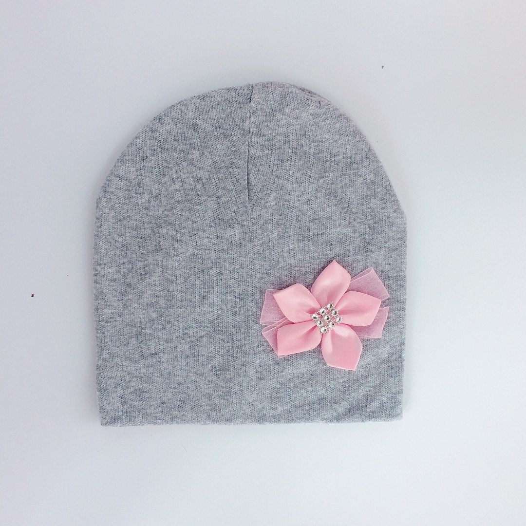 Modern Elegant Baby Girl Hat Cap With Bow and Dots Cotton Flower Beanie for Girls Butterfly Knot