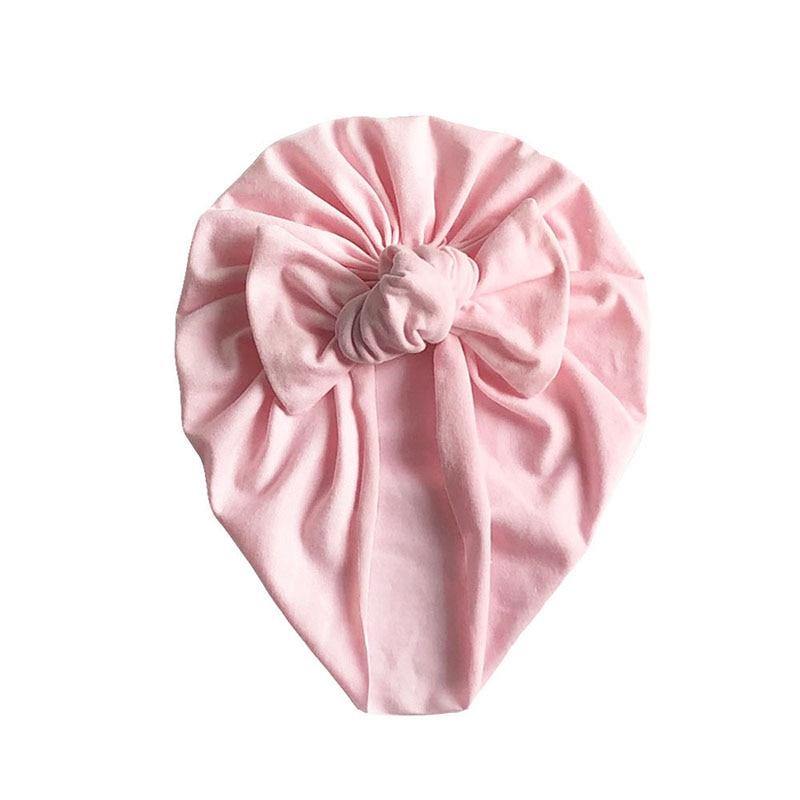 Handamde Elegant Baby Hats for Girls Big Bow Turban Hat Newborn  Baby Beanie Cap Solid Color Style