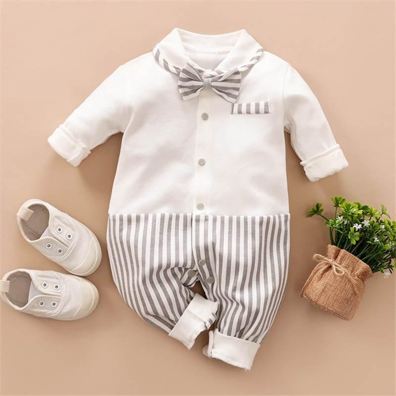 Luxury Modern Baby Boy Infant Rompers Baby Clothes Kids With Bow Modern Baby Costume Suit