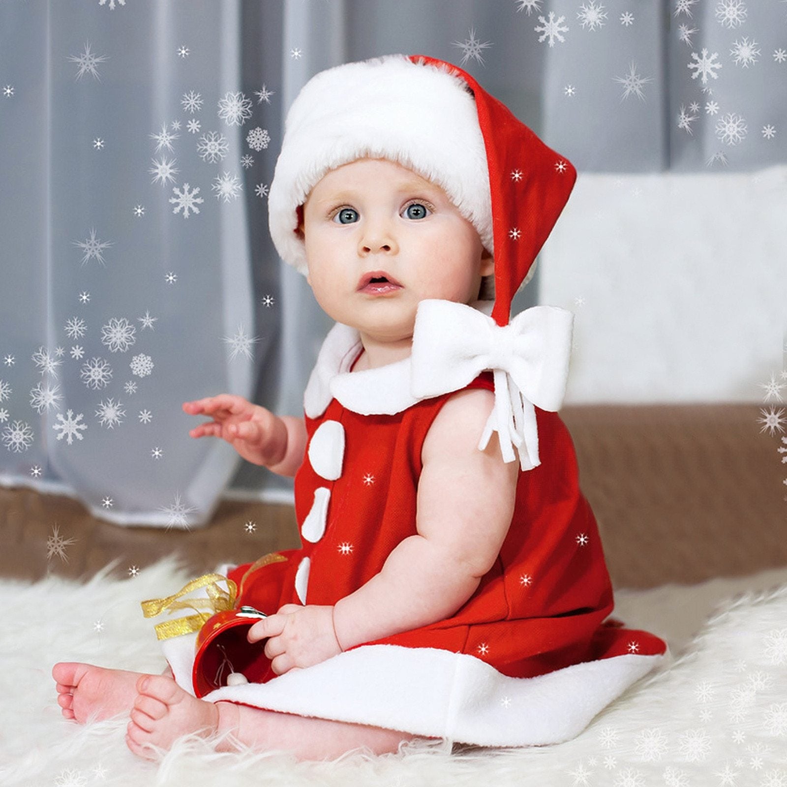 Christmas Princess Dress and Bowknot Hat Outfits Newborn  Perfect Gift For Baby Girl