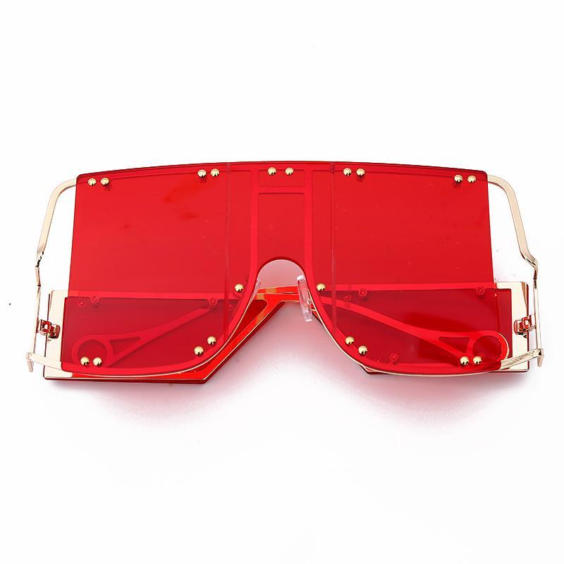 Luxury Modern NEW Fashion Square  Oversized and Big Frame Woman and Ladies SunglasseBrand Metal Rivet Trend Unique Female Eyewear Wth UV 400 Protection