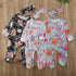 Baby Girls Footies Floral Print Ruffles Single Breasted Playsuit Headband Clothes Outfits For Girls with Bow Floral Printed