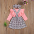 Baby Girl Dress Set Round Neck Long Sleeve Letter Printed Romper Leopard Bow Short Suspender Skirt Headband