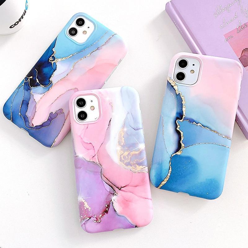 Marble Crack Matte Phone Cases For iphone 12 mini 11 Pro Max SE 2020 XS Max XR X 7 8 Plus Case Cover Silicone Soft TPU IMD Back SIlicon case for Phone