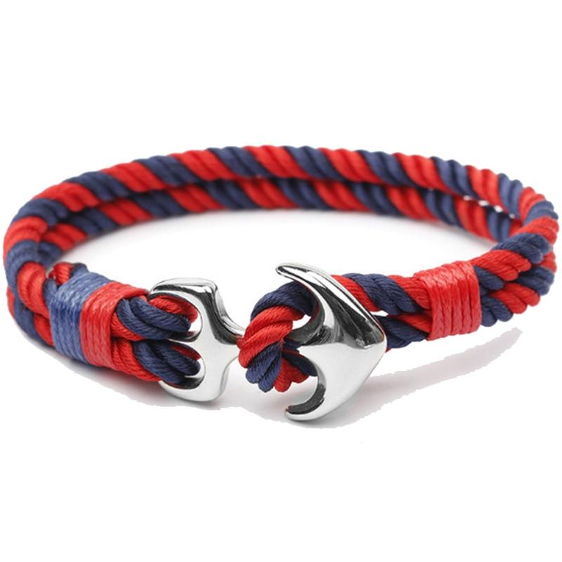 Men Bracelet Stainless Steel Anchor Bracelets Trendy Nautical Survival Nylon Rope Chain Armband Women Paracord Charm Bracelet