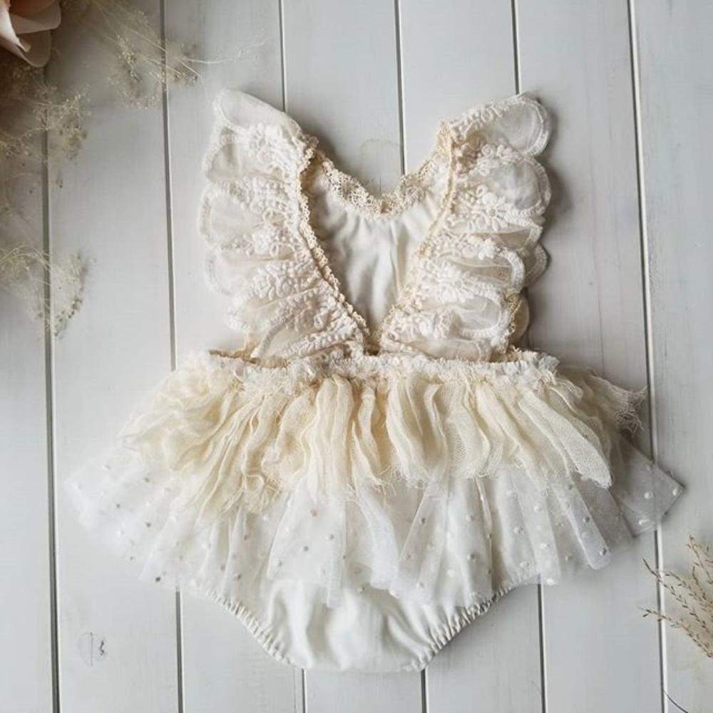 Modern Newborn Baby Girl Flower Lace Romper Bodysuit Jumpsuit Tutu Dress Outfit Clothes Made for Little Prinsess girls between 0-24Months