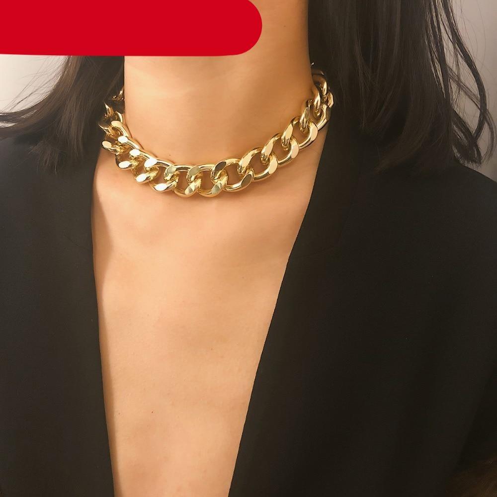 Luxury Gold and Slver Big Elegant Stailless Steel Punk Gold Choker Chain Necklace For Women Luxury Jewelry Perfect Gift For Girls