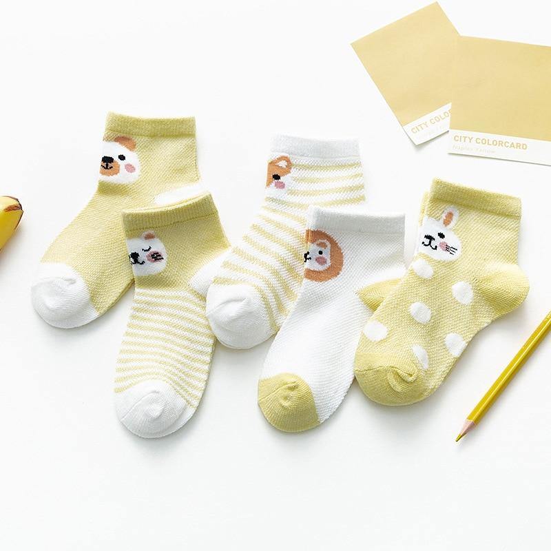 5Pair Set Cotton Baby Girls Socks Thin Summer Breathable Mesh Kids Toddler Socks Cute Cartoon Children Socks Infant Socks for Kids