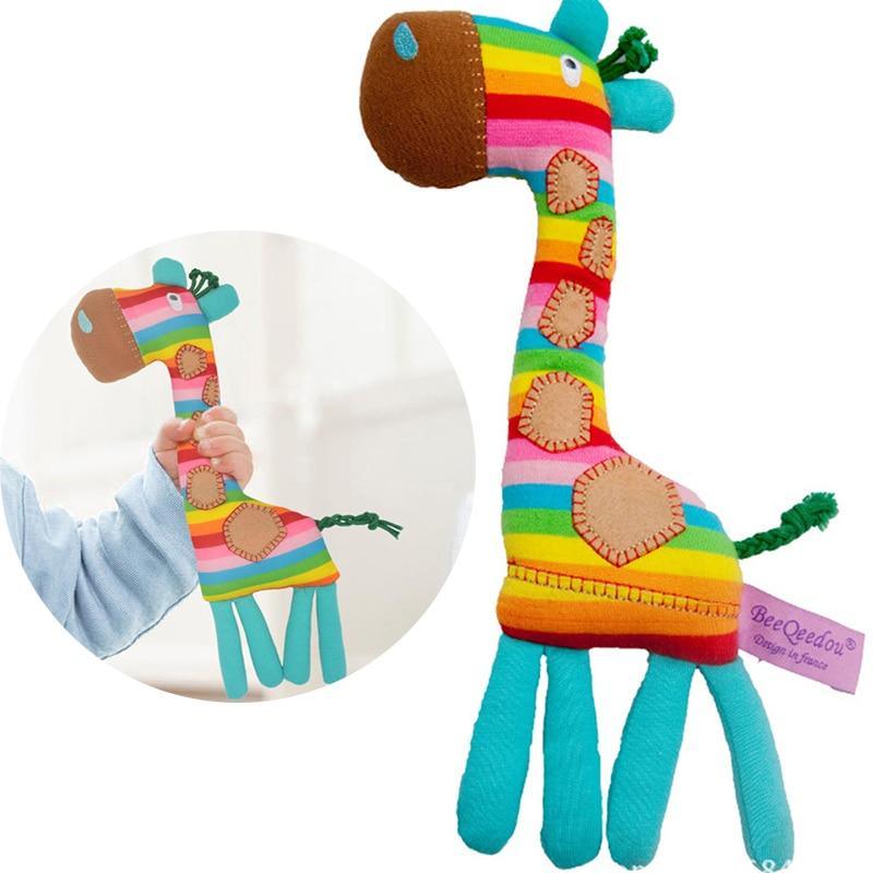 Modern Baby Development Giraffe Animal Hand Bells Rattles Handle Toys Stroller Hanging Teether Baby Toys For Kids