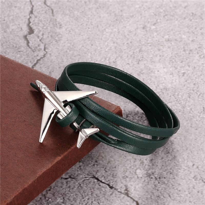 New Elegant Fashion Multi-Layer Modern Charm Leather Airplane Anchor Bracelet For Men And Women Luxury Navy Style Wrap Metal Sport Hooks