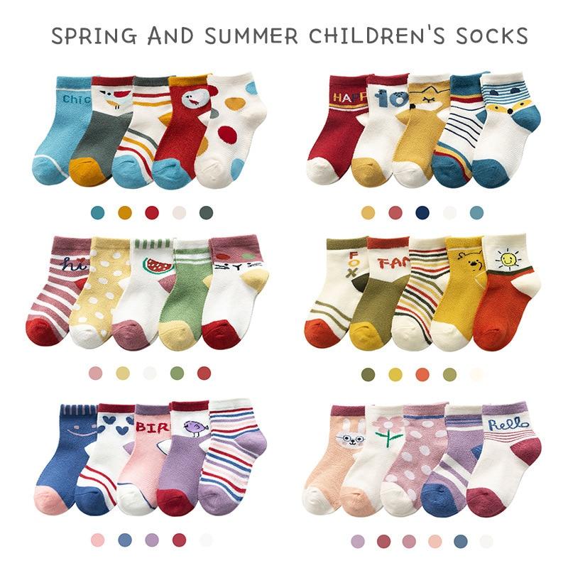 5Pairs Newborn Cotton infant Anti-slip floor socks for Boys/Girls Cute Cartoon animal Baby Toddler Socks For Baby and Kids