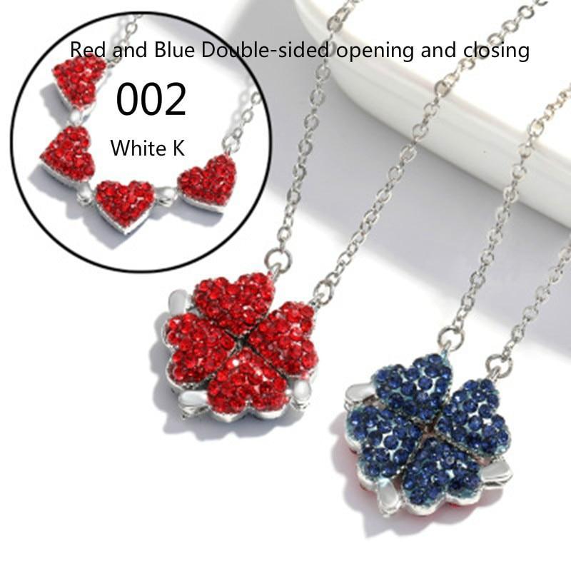 New Fashion Folding Four Clover Pendant Heart Necklaces Simple Flower Necklace for Women Birthday Jewelry