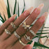 Boho Vintage Gold Star Knuckle Rings For Women BOHO Crystal Star Crescent Geometric Female Finger Rings Set Jewelry