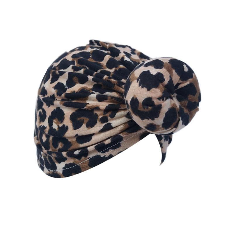 Luxury Modern Newborn Infant Baby Girl Boy and Mom Turban Hat Bows Flower Head Wrap Leopard Hat Cotton Cap For Parent-child