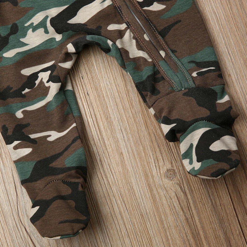 Newborn Baby Girls Boys Camouflage Military Deisgn Romper Infant Cute Zipper Casual Jumpsuit Hairband Hat Set Clothes For Girls And Boys