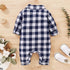 Spring Autumn Newborn Cotton  Casual classic Plaid Collar Jumpsuit for Baby Boys / Girls In Elegant Retro Modern Style