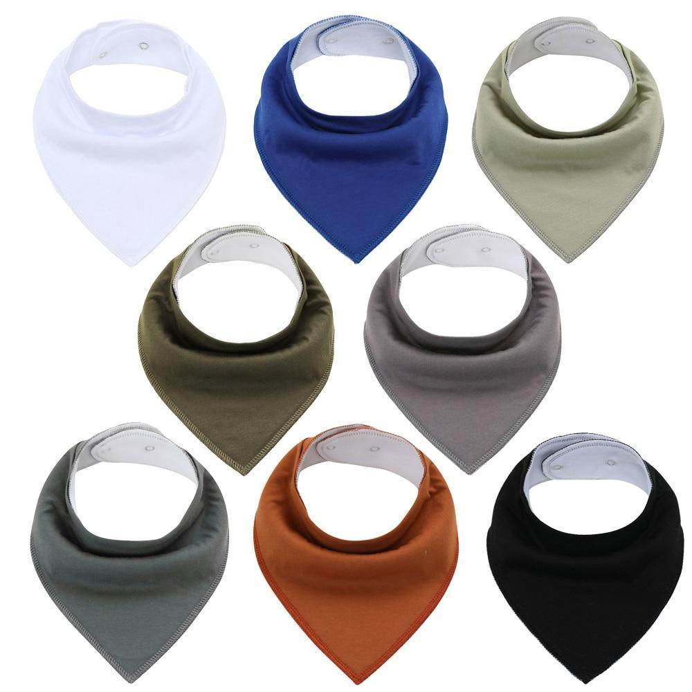 8PCS/SET Comfortable Colorful 100% Organic Cotton Adjustable Snaps Bandana Saliva Bibs For Baby Boys & Girls Kids