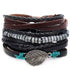 BOHO Tibet Stone Feather Multilayer Leather Bracelet Eye Fish Charms Beads Bracelets For Men Vintage Punk Wrap Wristband Cool Jewelry