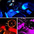 Interior Car Lights LED Car Strip Lights with Two-Line Waterproof Design RGB LED Strip Light With USB Wireless Remote Music Control Multiple Modes and Music Sync Under Dash Car Lighting with Car Charger, DC 12V