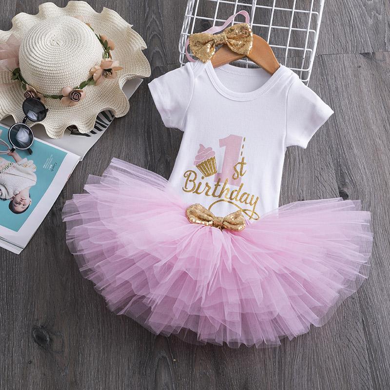 New 1st Birthday Tutu Baby Infant Christening Cake Dresses for Party Kids 1 Year Baby Girl For  Birthday Party