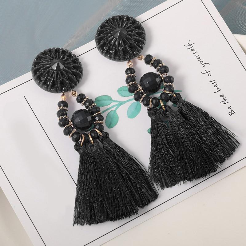 Tassel Modern Epic Retro  Bohemian Tassel Earrings for Women In  Cotton Silk Fabric Long Fringe Drop Dangle Earrings Design