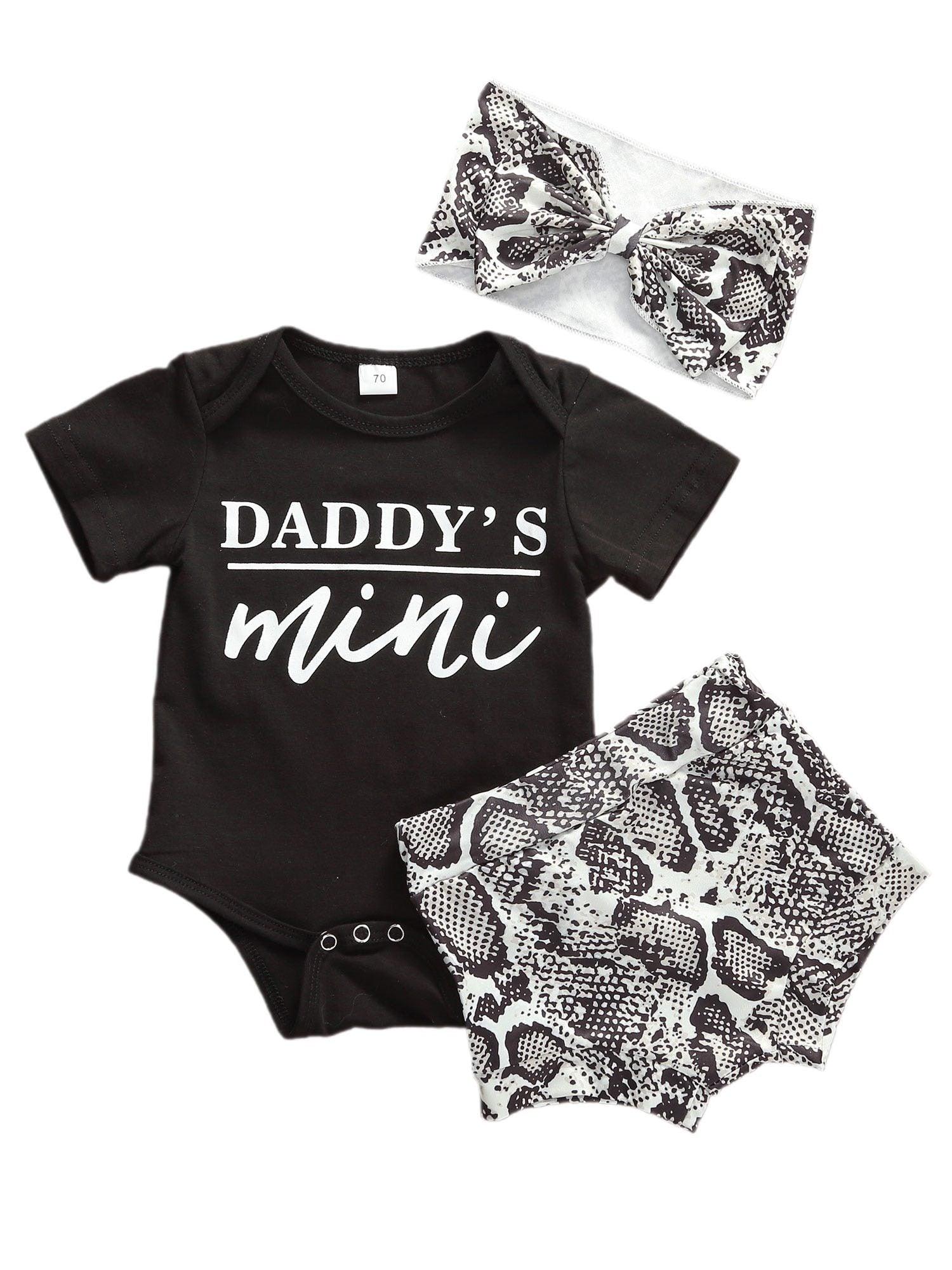 Newborn Infant Baby Girls Clothes Sets Shorts Sleeve Romper Tops , Shorts , Headband InElegant Modern Design For Daddys Girl