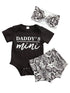 Newborn Infant Baby Girls Clothes Sets Shorts Sleeve Romper Tops , Shorts , Headband InElegant Modern Design For Daddys Girl