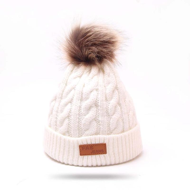 Modern Warm Baby Beanies Hat Pompon Children Hats Knitted Cute Cap For Girls Elegant For Winter