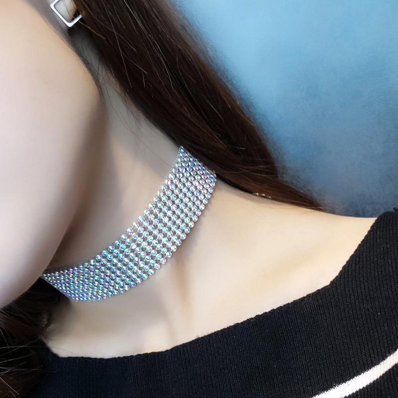 NEW Crystal Shiny Diamond Rhinestone Choker Necklace Women Wedding Accessories Luxury Jewelry Perfect Gift For Girl Cool Style