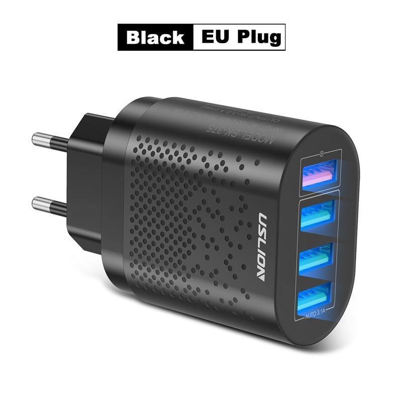 Portable USB Charger 3A Quick Charge 3.0 Mobile Phone Charger 4 Port 48W Fast Wall Chargers