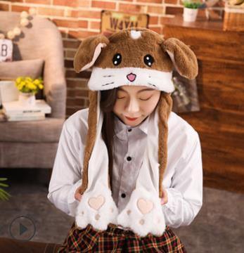 Modern Elegant Winter Interesting Girls Animals Ear Moving Jumping Hats Children and Adults Women Warm Rabbit Winter Caps In Modern Design