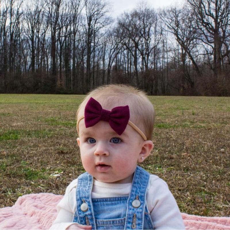 Baby Headband Bow Headbands For Girl Corduroy Head Band Thin Nylon Hairband Newborn Kids Hair Accessories Bow For Kids