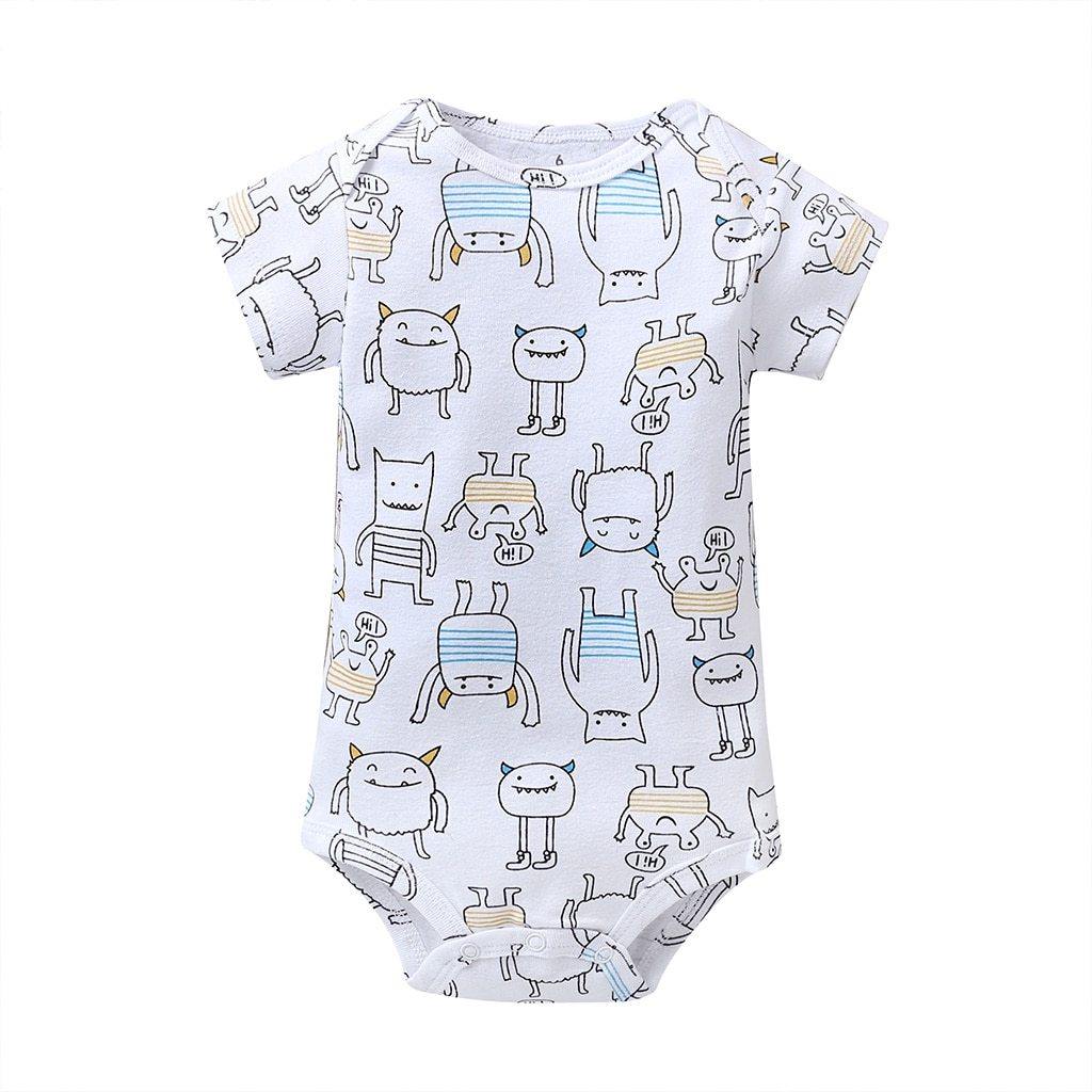 5PCS/SET Baby Bodysuit Newborn Clothes Short Sleeve Cotton Unisex Body Clothing Pajams for Kids