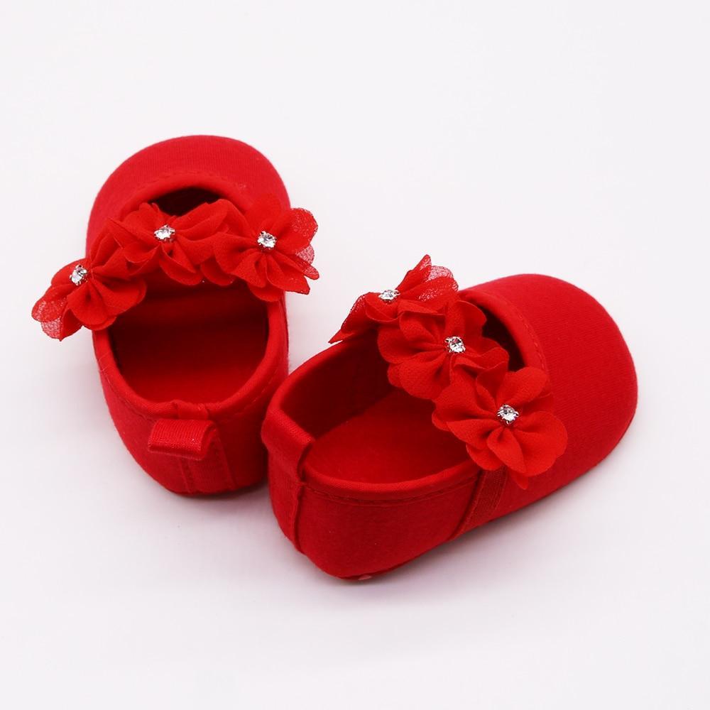 Baby First Walker Shoes Kids Girls Baby Party Ballerina Shoes Infant 3D Flower Rhinestone Shoes In Modern Design