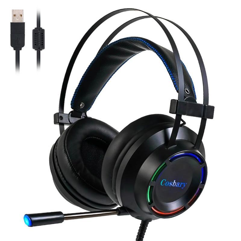 Gaming Headset Headphones with Microphone for PC Computer for Game One Professional Gamer Earphone Surround Sound RGB Light