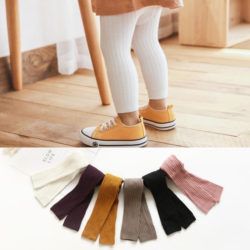 Baby Girl Stretch Leggings Pants Spring and Autumn Toddler Child Knitting Trousers Pink Yellow Color