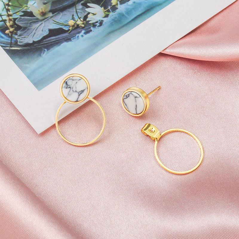 New Fashion Round Dangle Drop Korean Earrings For Women In Geometric Round Heart Gold Earring Wedding Elegant Style