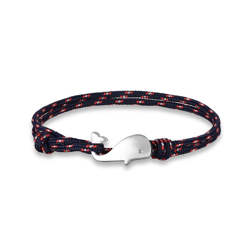 Navy Style Camping Parachute Cord Whale Tail Anchor Bracelet Men Women 550 Paracord Jewelry Wrap Metal Hooks