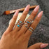 Boho Women Rings Set Compass Arrow Starfish Wave Moon Eyes Gem Gold Silver Color Opening Midi Ring Charm Lady Jewelry