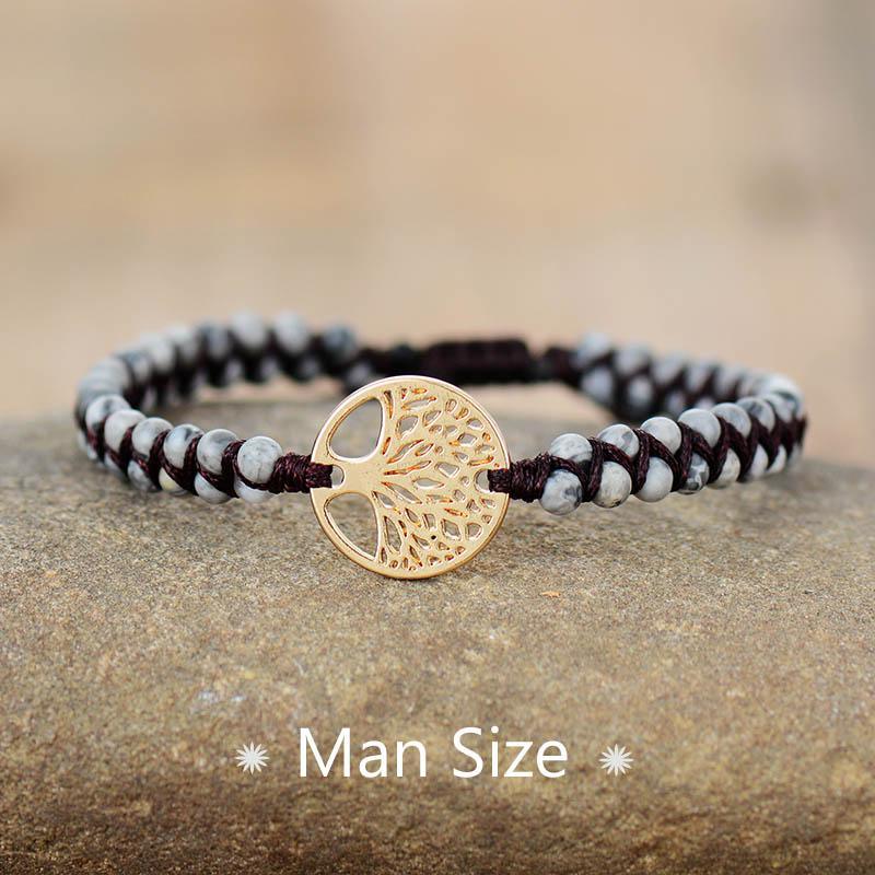 Modern handmade Luxury Tree Charm Bracelets African Japser String Braided Bracelets Lover Jewelry Gift For Men and Women